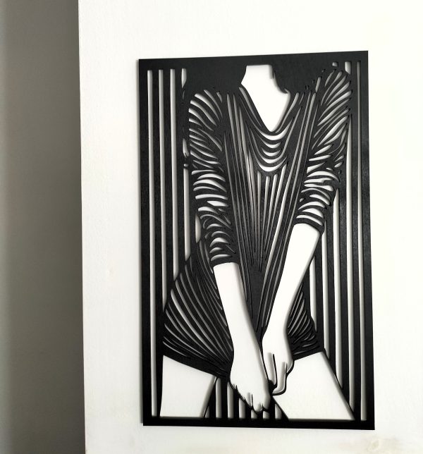 Cadre poster en bois, silouhette de femme