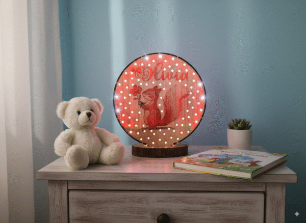 Lampe veilleuse en bois personnalisée
